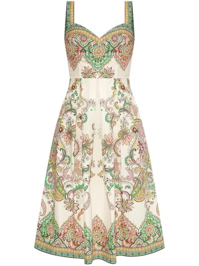 ETRO ETRO SWEETHEART NECK FLORAL PRINT MIDI DRESS