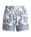 Etro Men Powder Blue Paisley Ramage-printed Swim Shorts In Multi