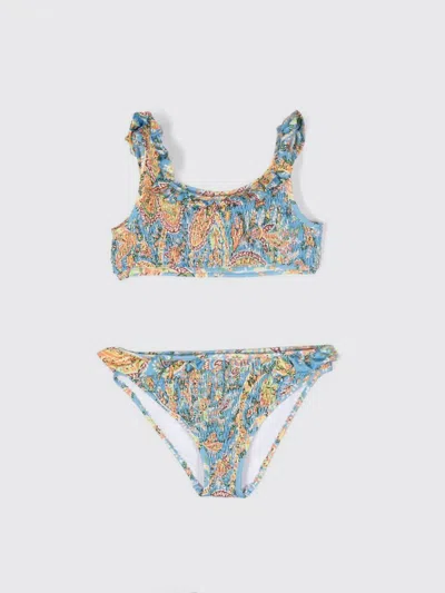 Etro Kids' Printed Lycra Bikini In Gnawed Blue