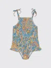 Etro Kids' Paisley-print Shirred Swimsuit In Blue