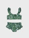 Etro Kids' Botanical-print Ruffled Bikini In Green