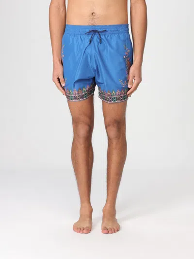 Etro Paisley-print Swim Shorts In Blue