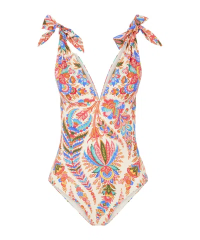 Etro Knotted Paisley-printed Swimsuit In Multi