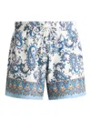 Etro Men Powder Blue Paisley Ramage-printed Swim Shorts In Blue