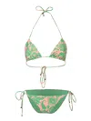Etro Paisley Print Bikini In Pink And Green In Green