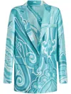 Etro Printed Silk Blazer In Blue