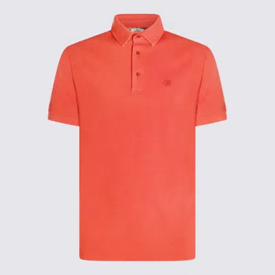 Etro Orange Cotton Polo Shirt In Multi