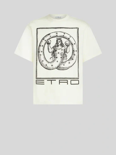 Etro T-shirt With Allegory Of Eternity Print In White