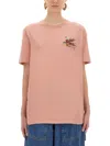 Etro Regular Fit T-shirt With Intricate Pegasus Graphic In Pink