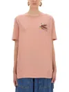 Etro Regular Fit T-shirt With Intricate Pegasus Graphic In Pink