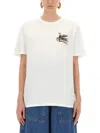 Etro Regular Fit T-shirt With Pegasus Embroidery In White