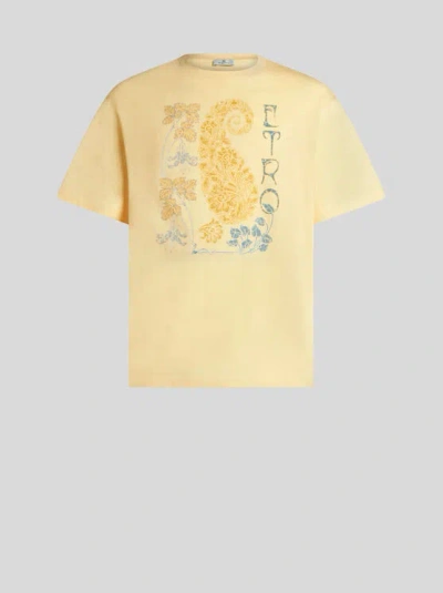 Etro T-shirt With Print In Yellow