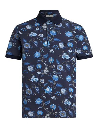 Etro Polo With Print In Blue