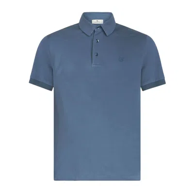 Etro Men's Embroidered Cotton Polo Shirt In Blue