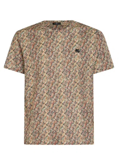 Etro Palm Tree-print Cotton T-shirt In Multicolour