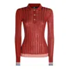 Etro Long Sleeve Polo With Collared Neck And Ribbed Texture In Purple