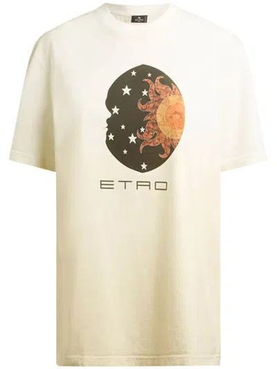 Etro Sun Moon Print T-shirt In Neutral