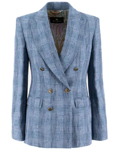 Etro Tailored Double-breasted Jacket With Peaked Lapel And Embossed Buttons