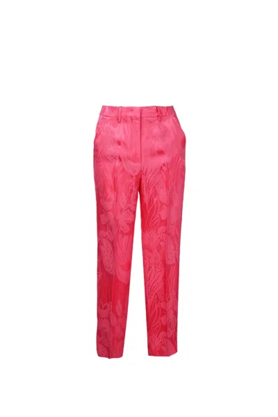 Etro Tailored Floral Jacquard Trousers In Red