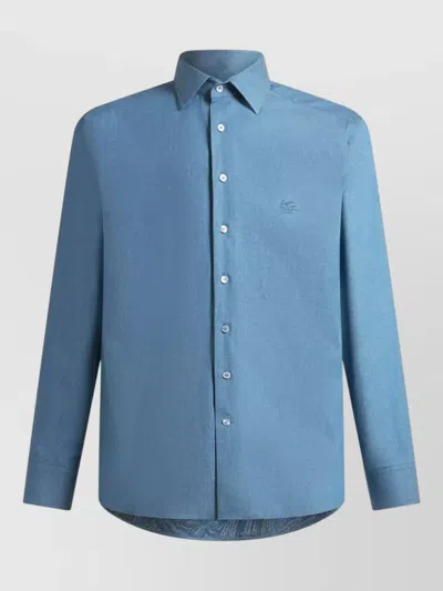 Etro Tailored Shirt Button Down Collar Cuffs In Blue