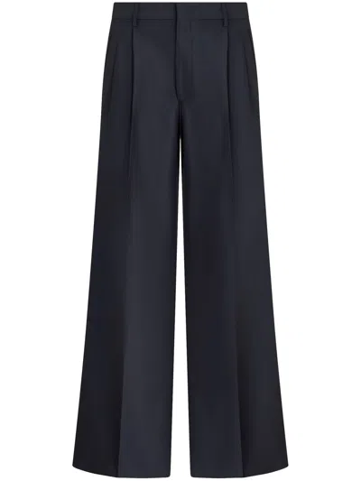 Etro Wool Tailored Trousers In Blue