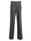 Etro Grey Wide Pants With Concealed Closure In Wool Blend Woman In Grey
