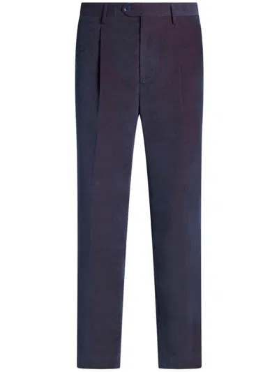 Etro Tailored Velvet Trousers In Navyblau
