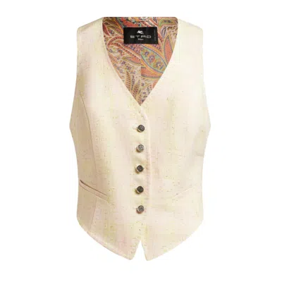 Etro Tailored Vest With Deep V-neckline And Lining In S9820