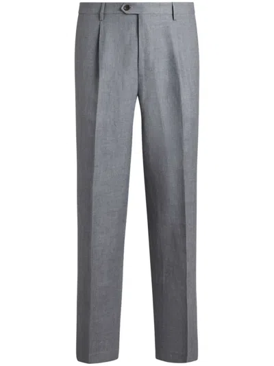 Etro Tailored Wool Trousers In Grey