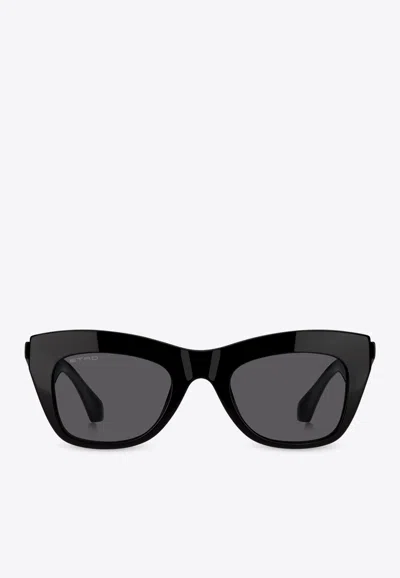 Etro Tailoring Cat-eye Sunglasses In Black