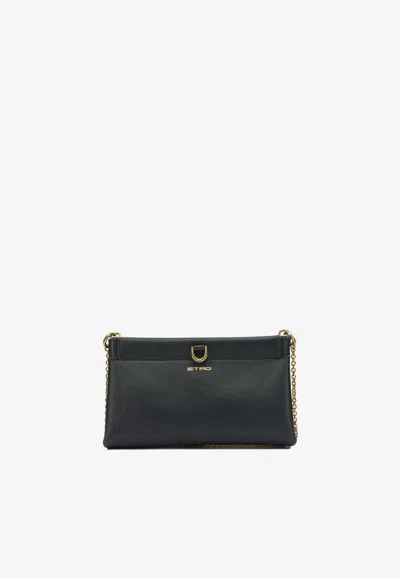 Etro Talk Leather Clutch Bag In Black