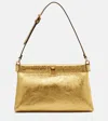 Etro Talk Small Metallic Leather Clutch In Gold