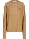 ETRO TAN CABLE-KNIT JUMPER WITH EMBROIDERED LOGO BY ETRO