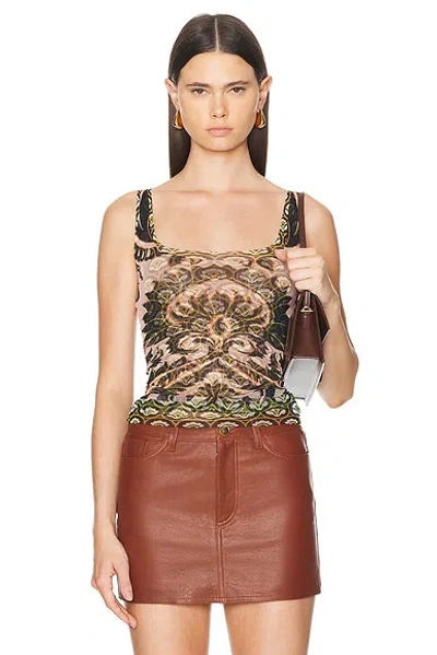 Etro Patterned Tank Top In Print On Pink Base