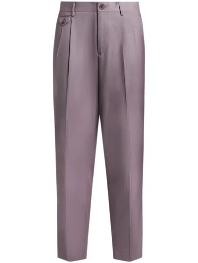 Etro Tapered Wool Trousers In Purple