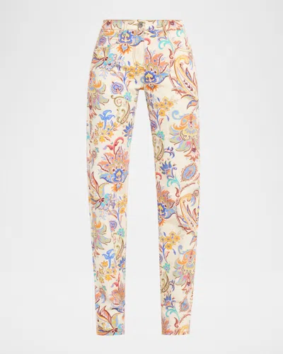 Etro Tapestry Stretch Denim Straight-leg Pants