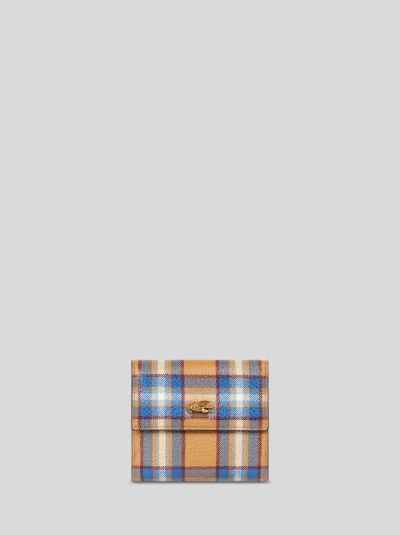 Etro Tartan Wallet In Brown