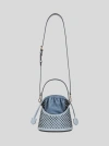 Etro Medium Saturno Grid Cut-out Crossbody Bag In Hellblau