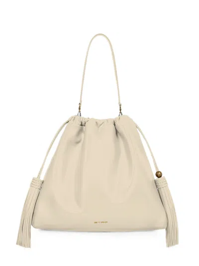 Etro Tassel-detail Leather Shoulder Bag In Neutral