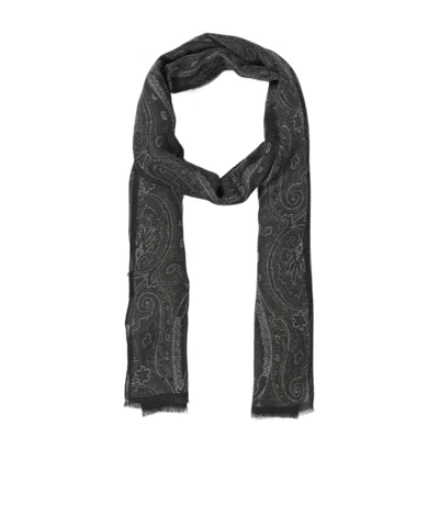 Etro Tasseled Scarf In Gray