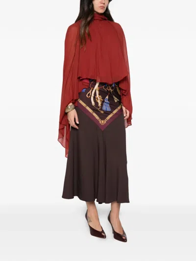 Etro Tassel-print Flared Midi Skirt In White