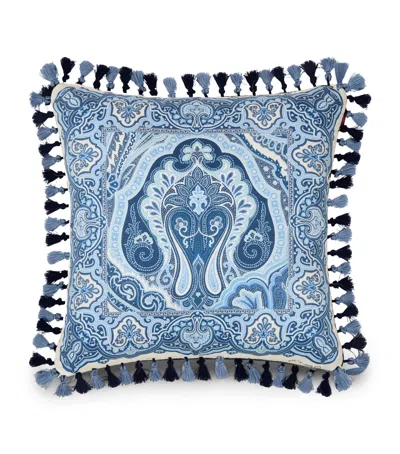 Etro Tassel-trim Hoa Cushion In Blue