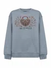 Etro Teal Cotton Printed Sweatshirt In Blue