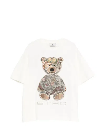 Etro Kids' Teddy Bear-patch T-shirt In White