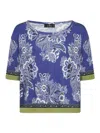 Etro Floral-print Contrasting-trim Blouse In Blue