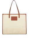 Etro Textured Beige Tote Bag With Leather Handles In Neutral