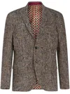 Etro Check Pattern Notch Lapel Jacket With Front Pockets In Brown