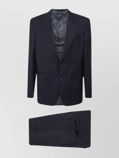 Etro Textured Fabric Evening Suit With Notch Lapels In Grey