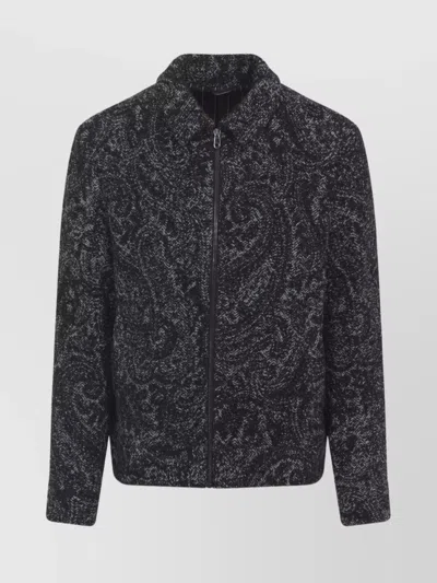 ETRO TEXTURED FABRIC SHIRT COLLAR BOMBER JACKET