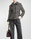 Etro Textured Fringe Metallic Tweed Coat In Grey 3